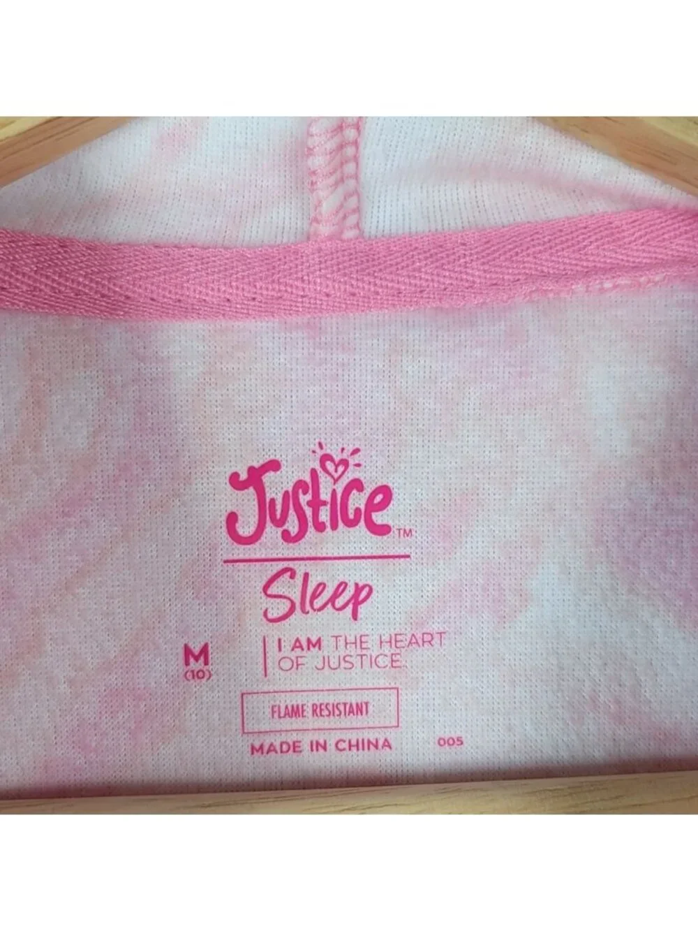 Justice Girls Fleece Pajama Set Pink Medium Tie Dye Hood Joggers Long Sleeves
